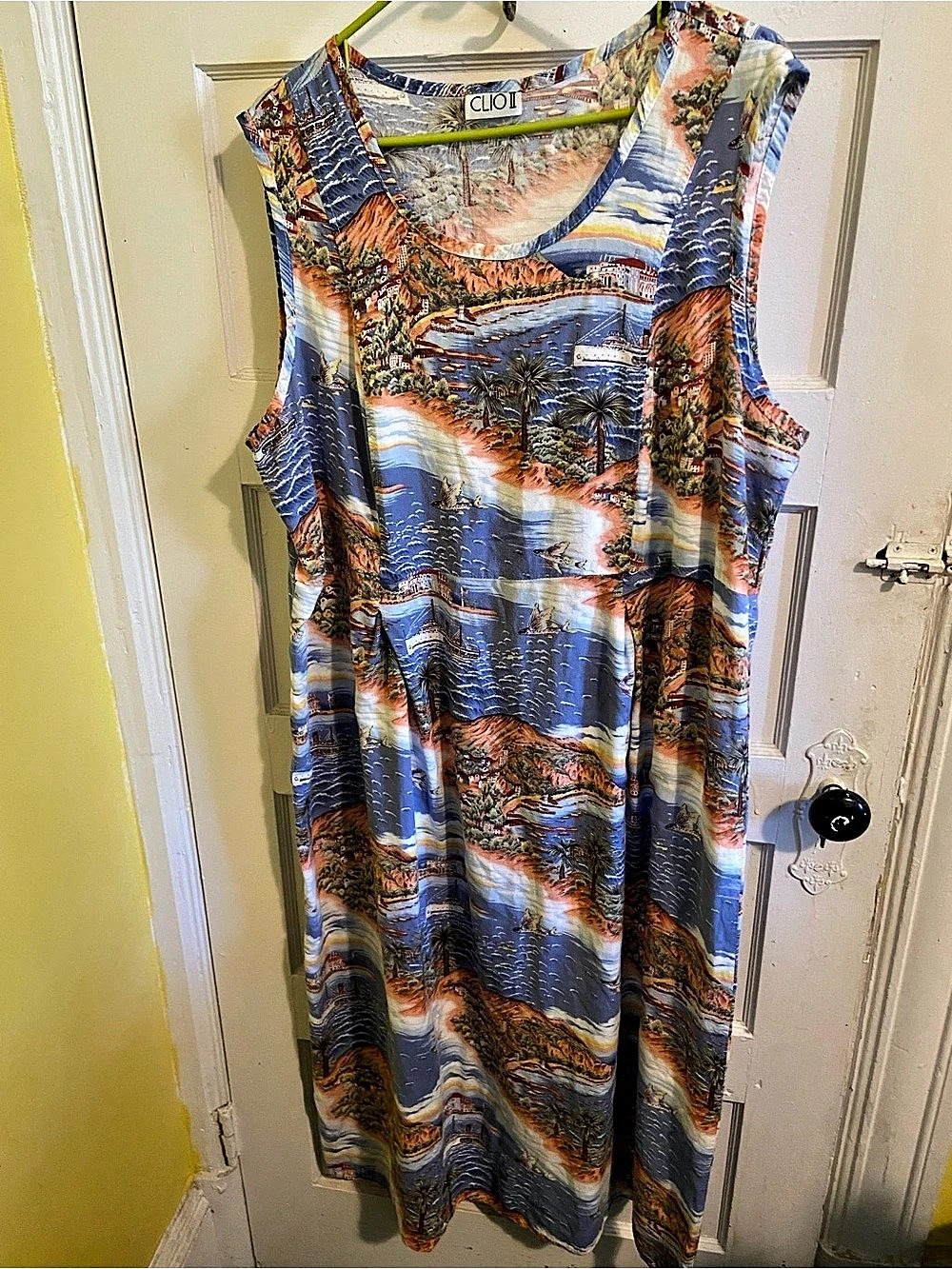 CLIO II Women's Abstract Print Maxi Dress in Blue & White